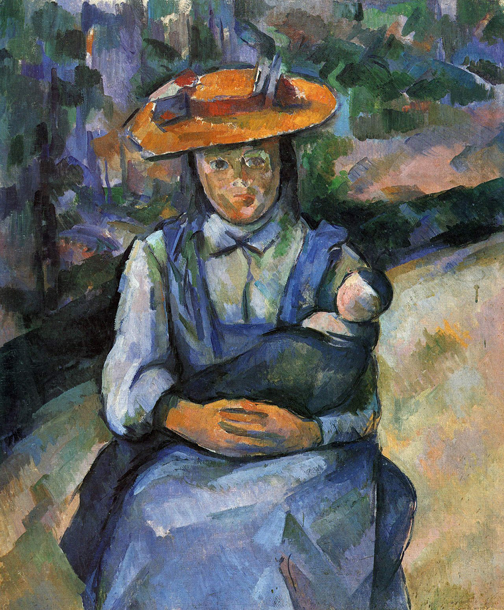 Little Girl with a Doll in Detail Paul Cezanne